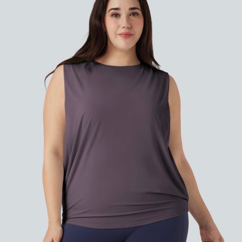 Halara Plus Size Round Neck Cool Touch Yoga Tank Top Sz 3X NWT Vintage Violet